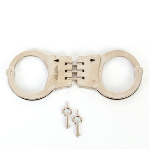 Vulcanforce Nickel Finish Hinged Handcuffs Model 2001V