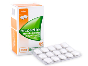 Nicorette Nicotine Chewing Gum 2mg Fresh Fruit 5 box of 105 gums